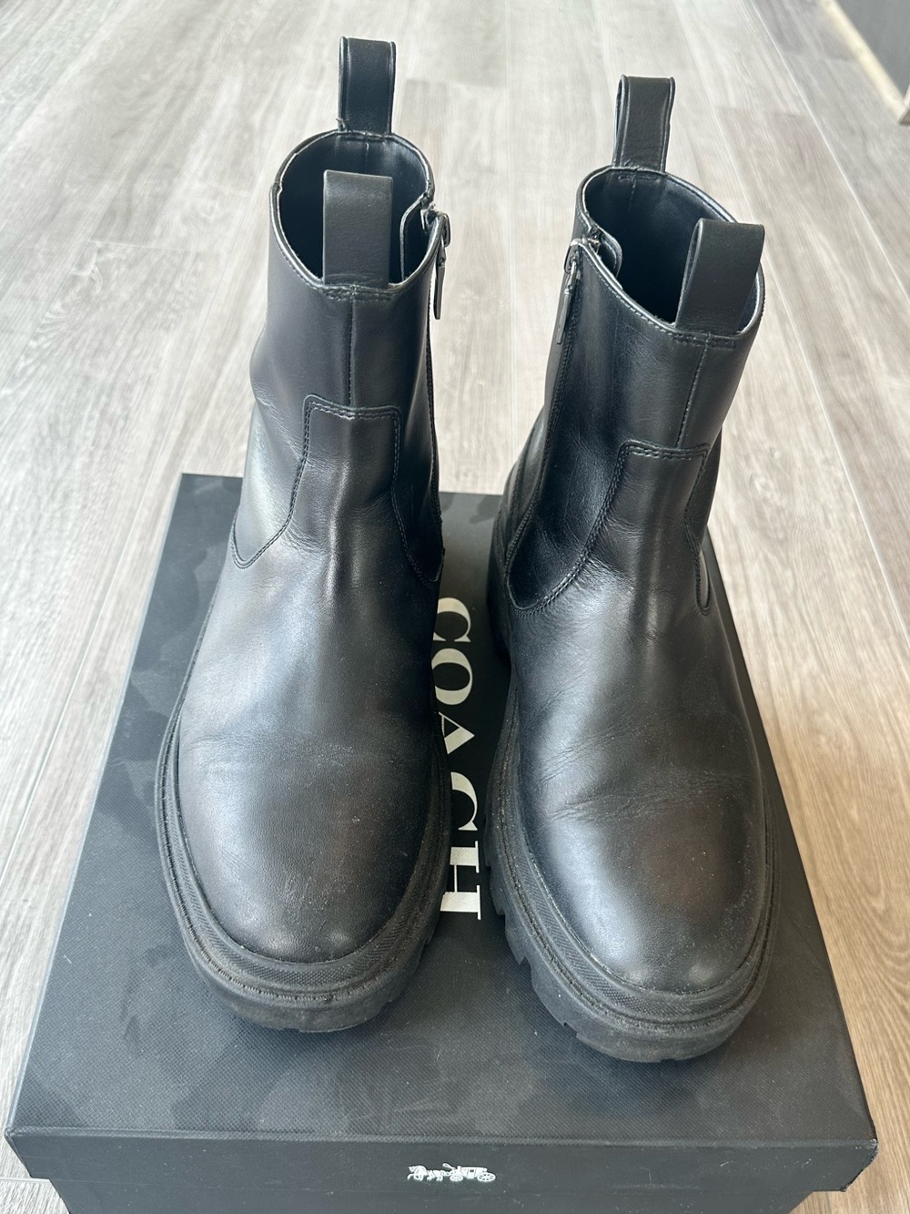 COACH Men's Black Leather CAIDEN BOOT